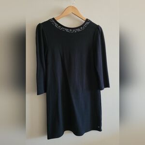 Victorias Secret Cotton Blend Knit Zip Up Dress, Women's Small, Classic Black